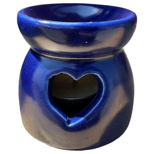Blue Ceramic Heart Design Oil Burner/Difuser TEALIGHT Holder  - Aromatherapy