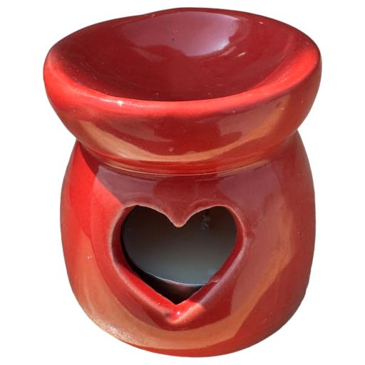 Red Ceramic Heart Design Oil Burner/Difuser TEALIGHT Holder  - Aromatherapy