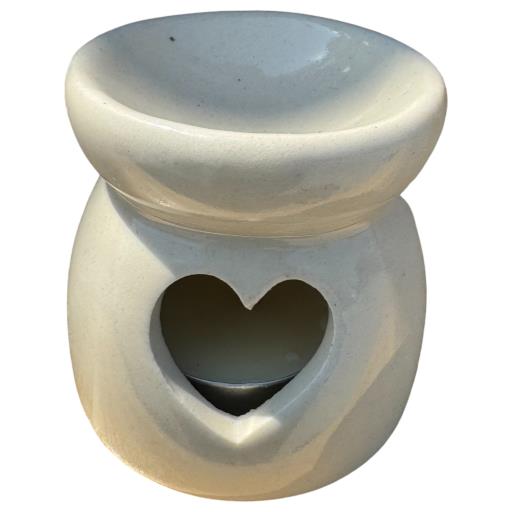 Ivory Ceramic Heart Design Oil Burner/Difuser TEALIGHT Holder  - Aromatherapy