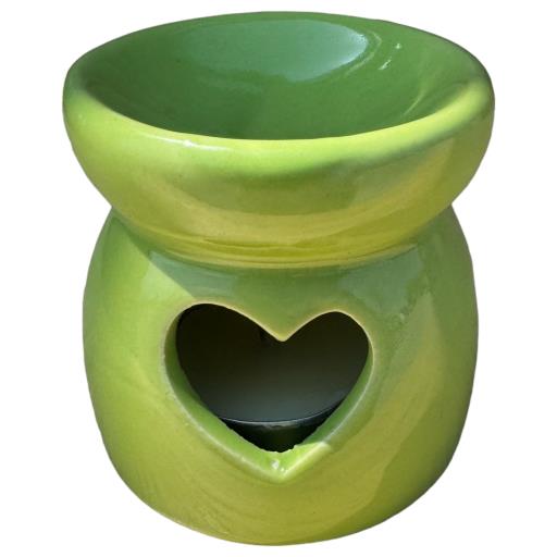 Green Ceramic Heart Design Oil Burner/Difuser TEALIGHT Holder  - Aromatherapy