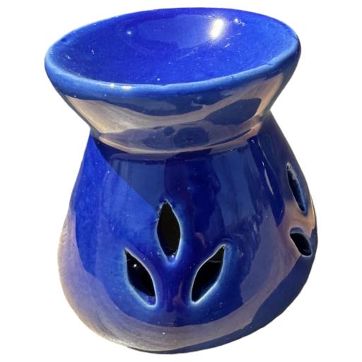 Blue Ceramic Leaf Design Oil Burner/Difuser TEALIGHT Holder  - Aromatherapy