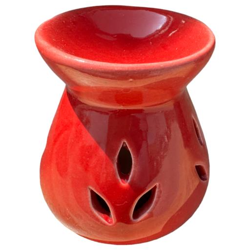 Red Ceramic Leaf Design Oil Burner/Difuser TEALIGHT Holder  - Aromatherapy