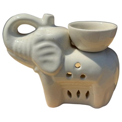 White Ceramic Elephant Oil Burner/Difuser TEALIGHT Holder  - Aromatherapy